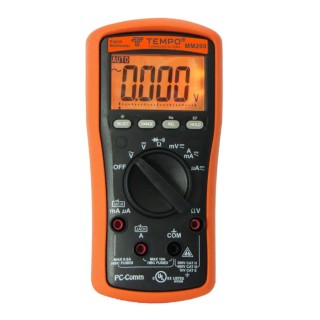Tempo Digital Handheld Multimeter, 10 A AC, 6 mA DC, 1 kV AC MM200