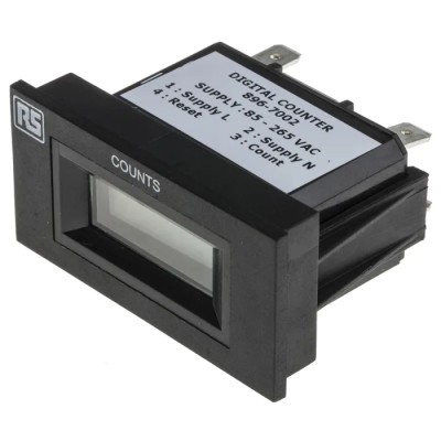 RS PRO 6 Digit LCD Digital Impulse Counter Panel Mount 24x48 mm 85mm Digit Height 896-7002