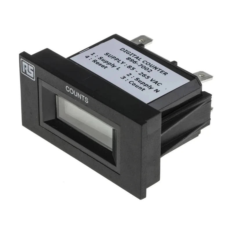 RS PRO 6 Digit LCD Digital Impulse Counter Panel Mount 24x48 mm 85mm Digit Height 896-7002