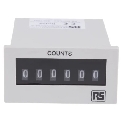 RS PRO Electromechanical 6-Digit Impulse Counter 4mm Digit Height Manual Reset 896-7024