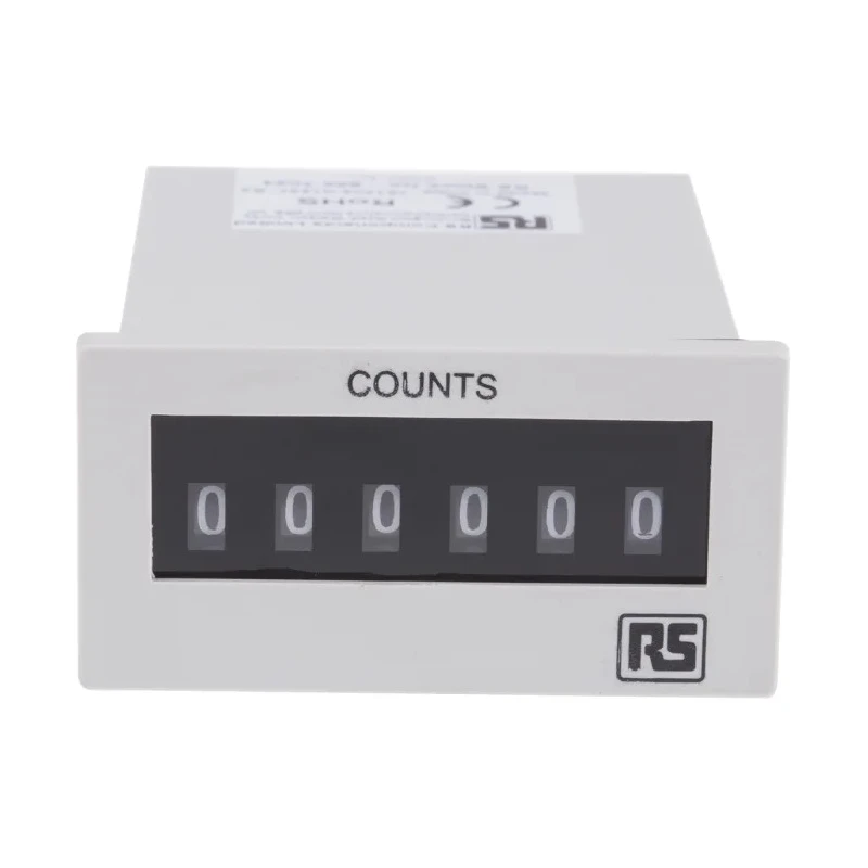 RS PRO Electromechanical 6-Digit Impulse Counter 4mm Digit Height Manual Reset 896-7024