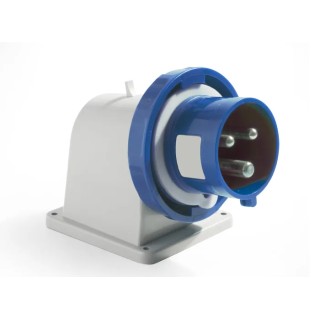 RS PRO Industrial Power Connector Blue Wall Mount Straight 32A 200-250V IP67 IP67