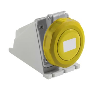 RS PRO Industrial Power Connector Wall Mount 32A 130V IP67 Yellow 2P+T IP67