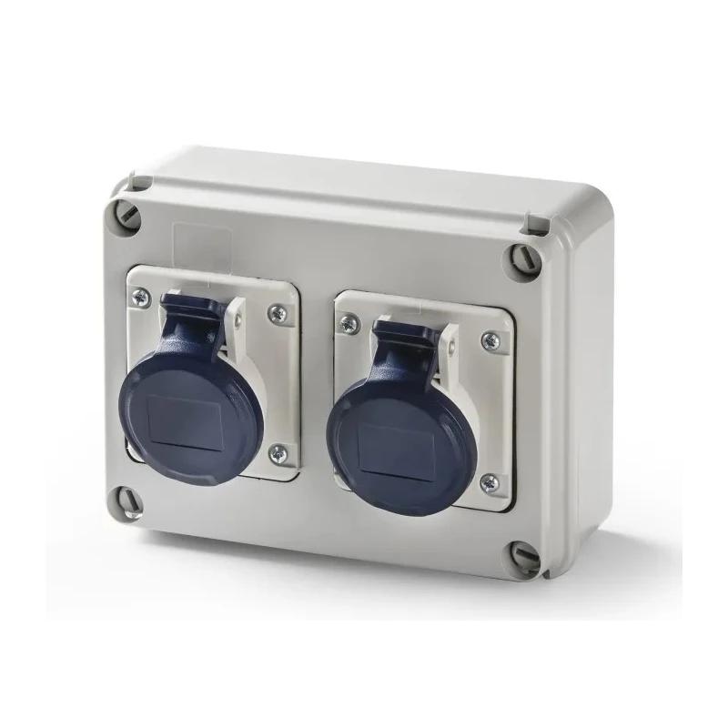 RS PRO Grey Wall Mount 3P Straight Industrial Power Connector 16A 110V IP44 IP44