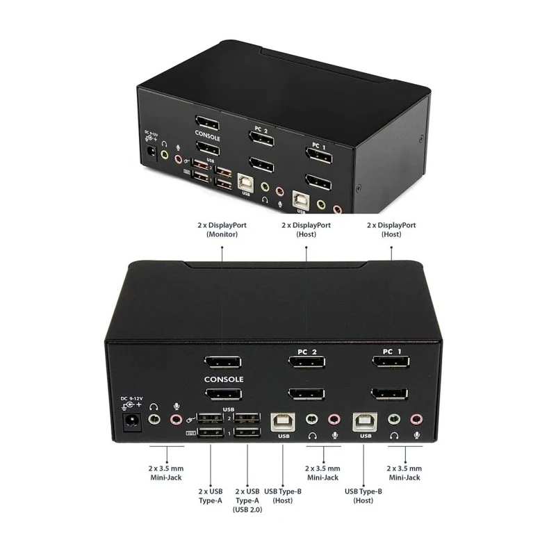 StarTech.com 2 Port 2 Displays USB DisplayPort KVM Switch 3.5 mm Stereo Audio 2560 x 1600 Pixel Maximum SV231DPDDUA