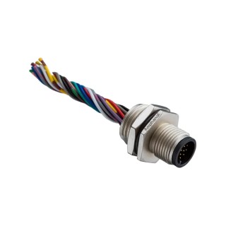 Amphenol Industrial M12A 17 Contact Male to Unterminated Free End Sensor Actuator Cable 200mm M12A-17PMMC-SH8B20