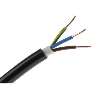 RS PRO 3 Core Power Cable Black 1.5mm² 70°C Rated 50 m Length Polyvinyl Chloride Jacket 902-8296