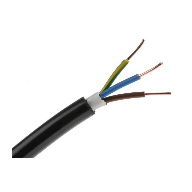 RS PRO 3 Core Power Cable Black 1.5mm² 70°C Rated 50 m Length Polyvinyl Chloride Jacket 902-8296