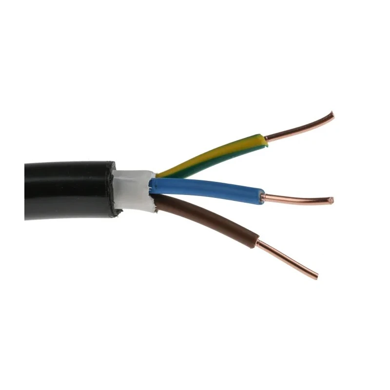 RS PRO 3 Core Power Cable Black 1.5mm² 70°C Rated 50 m Length Polyvinyl Chloride Jacket 902-8296