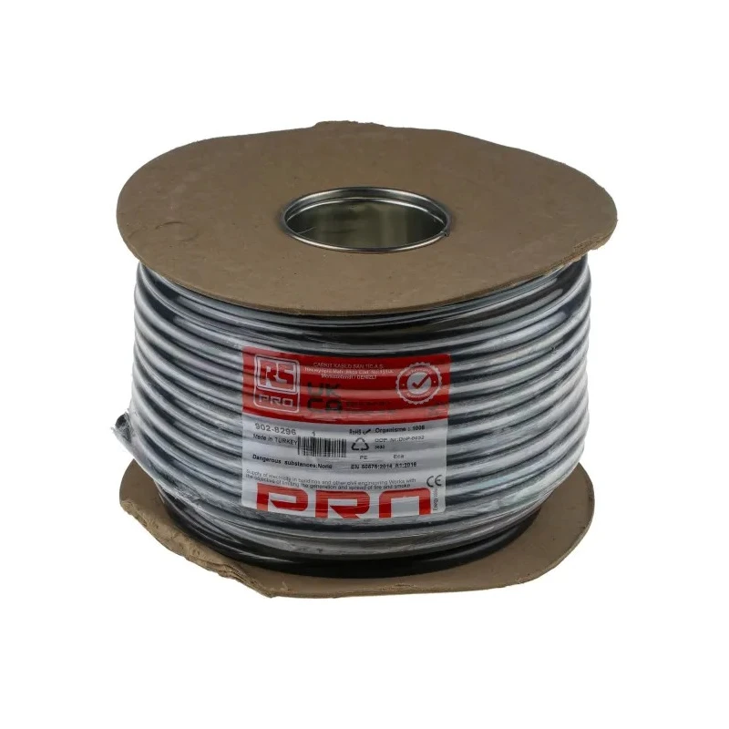 RS PRO 3 Core Power Cable Black 1.5mm² 70°C Rated 50 m Length Polyvinyl Chloride Jacket 902-8296