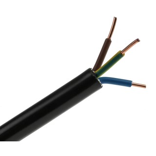 RS PRO 3 Core Power Cable Black 2.5mm² 1kV Flame Retardant Polyvinyl Chloride Jacket 50 m 70 °C 902-8290