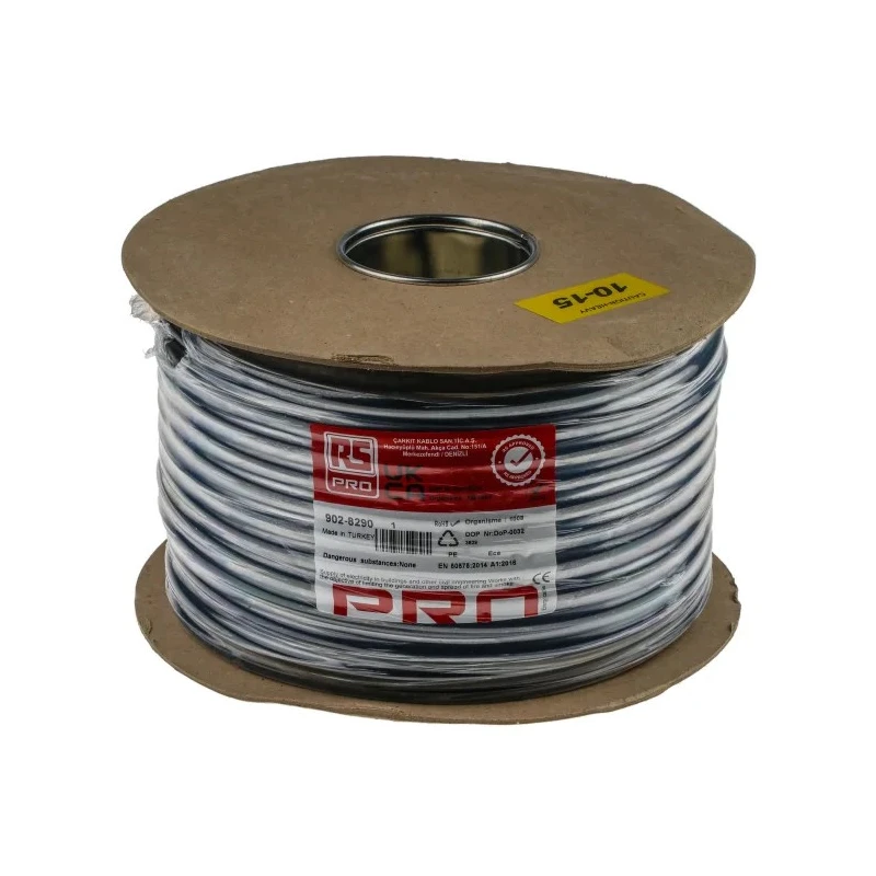 RS PRO 3 Core Power Cable Black 2.5mm² 1kV Flame Retardant Polyvinyl Chloride Jacket 50 m 70 °C 902-8290