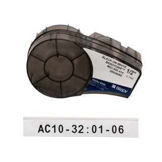 Brady Label Printer Tape Black on Black with White Print, 12.7 mm Width, 3 m Length M21-500-414
