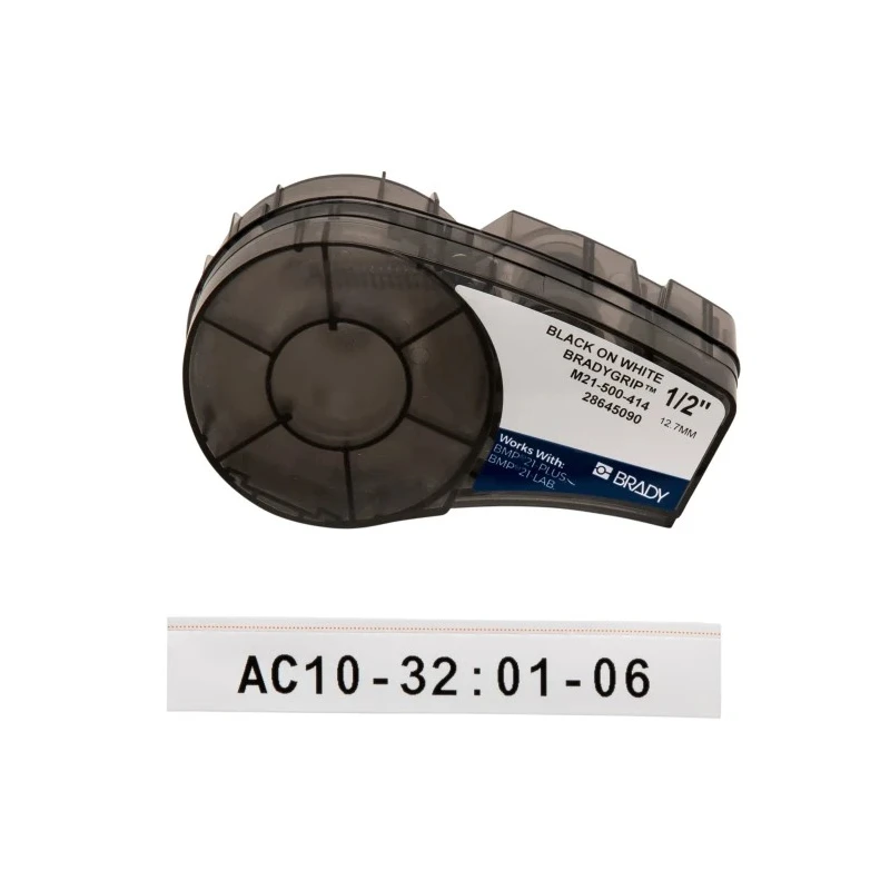 Brady Label Printer Tape Black on Black with White Print, 12.7 mm Width, 3 m Length M21-500-414