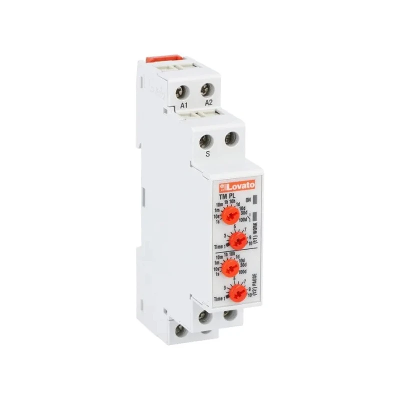 Lovato Electric TM PL Series DIN Rail Timer Relay, 2-Contact, 12 to 240 V DC, 12 V AC, 240 V AC, Time Range 0.1 s to TMPL
