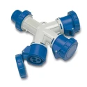 RS PRO Industrial Power Connector Adapter 230V, Rated 16A, IP67 Blue, 2P+T IP67