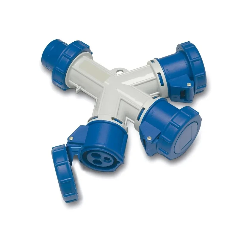 RS PRO Industrial Power Connector Adapter 230V, Rated 16A, IP67 Blue, 2P+T IP67