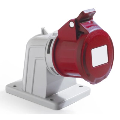 RS PRO Industrial Power Connector Panel Mount 32A 415V IP44 Red 2 Pole 2 Socket IP44