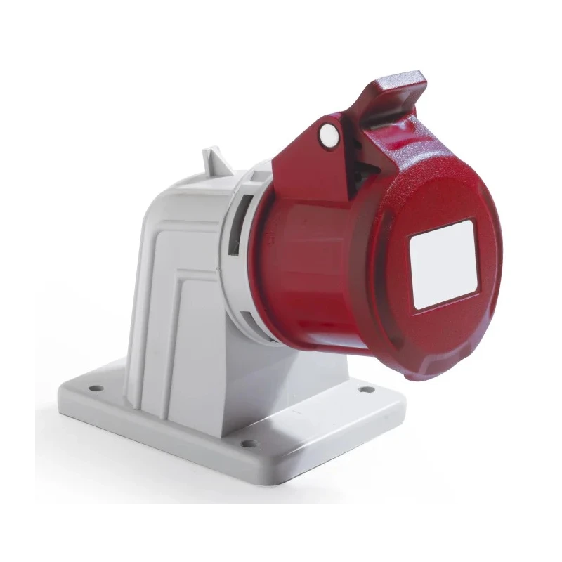 RS PRO Industrial Power Connector Panel Mount 32A 415V IP44 Red 2 Pole 2 Socket IP44