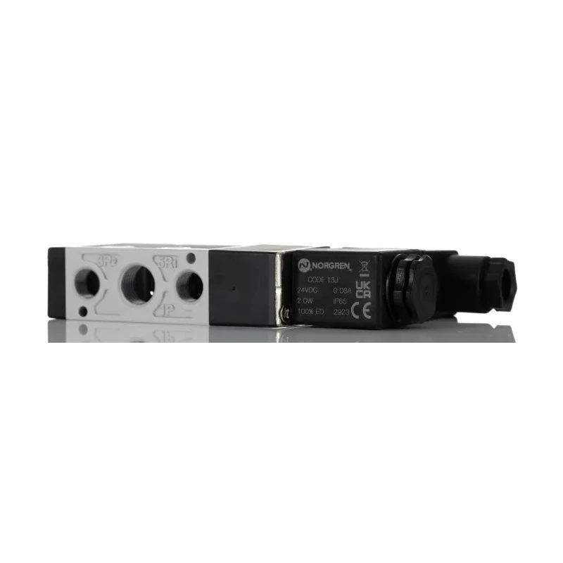 RS PRO Pneumatic Solenoid Valve 5/2 Solenoid/Spring G 24V dc Die Cast Aluminium Body 1020 L/min Flow Rate 907-6387