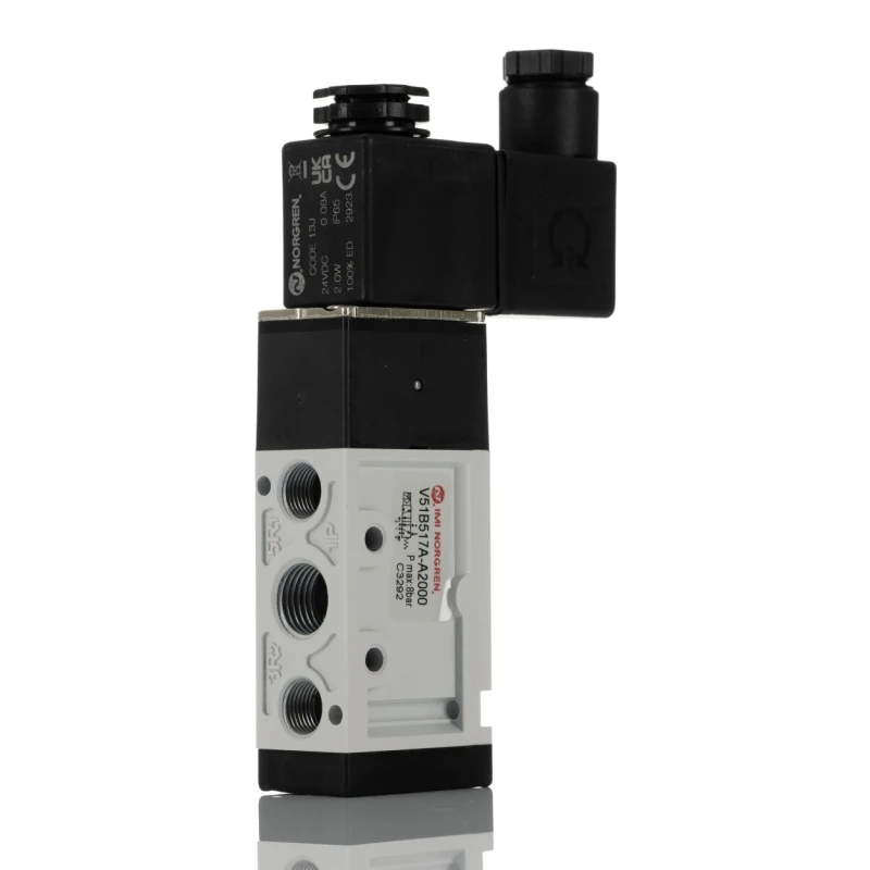 RS PRO Pneumatic Solenoid Valve 5/2 Solenoid/Spring G 24V dc Die Cast Aluminium Body 1020 L/min Flow Rate 907-6387