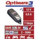 TecMate OptiMate 3 Automotive 12V Lead Acid Battery Charger 800mA with UK Plug TM432