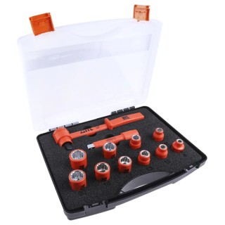 ITL Insulated Tools Ltd 12-Piece 1/2 in Square Drive Driver Socket Set Nylon 11 Insulated 1000V VDE Approved 911-1477
