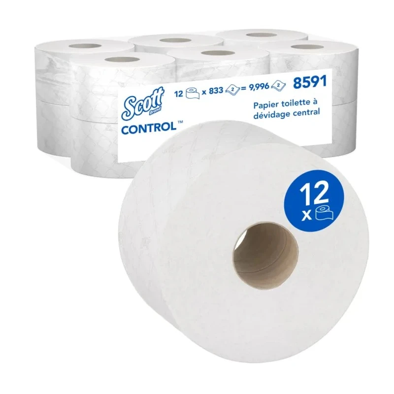 SCOTT Commercial Toilet Roll 12 Rolls, 9996 Sheets, 198mm Diameter, High Capacity 8591