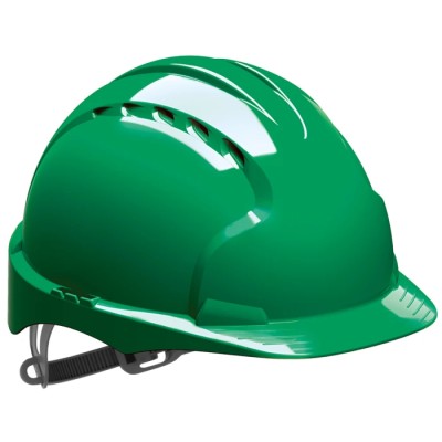 JSP Green Ventilated Adjustable Safety Helmet with Ratchet Suspension EVO3 