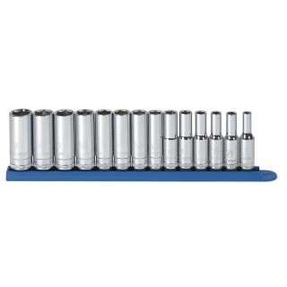 GearWrench 14-Piece 3/8 in Drive 6 Point Deep Metric Socket Set Alloy Steel Chrome Finish 80554