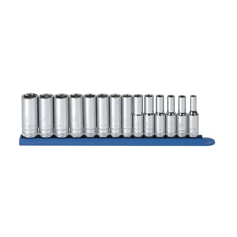 GearWrench 14-Piece 3/8 in Drive 6 Point Deep Metric Socket Set Alloy Steel Chrome Finish 80554