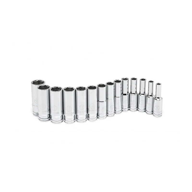 GearWrench 14-Piece 3/8 in Drive 6 Point Deep Metric Socket Set Alloy Steel Chrome Finish 80554