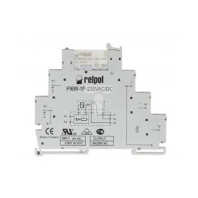 Relpol Electromechanical Interface Relay DIN Rail Mount SPDT 6A 230V AC Coil PIR6W