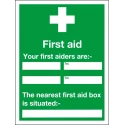 RS PRO Polyvinyl Chloride Green, White First Aid Safety Sign DESC 600 mm H x 450 mm W 219-8733
