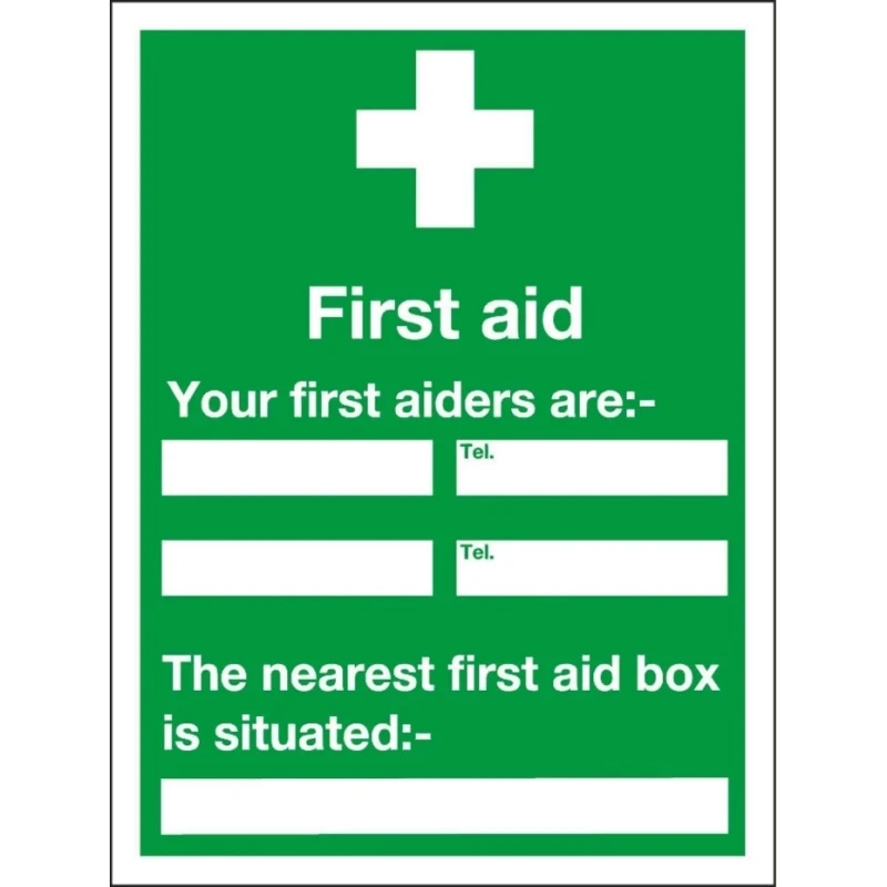 RS PRO Polyvinyl Chloride Green, White First Aid Safety Sign DESC 600 mm H x 450 mm W 219-8733