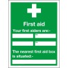 RS PRO Polyvinyl Chloride Green, White First Aid Safety Sign DESC 600 mm H x 450 mm W 219-8733