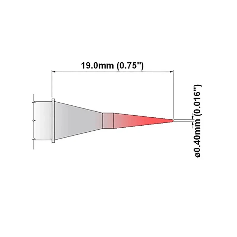 Thermaltronics 0.4 mm Straight Conical 19 mm Soldering Iron Tip S75BV004