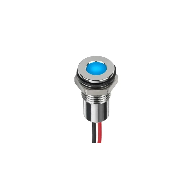 RS PRO Blue Panel Mount LED Indicator 8 mm, Wire Termination, IP67, 24V dc 220-8947