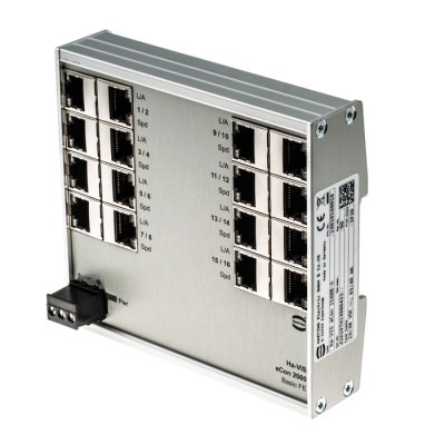 HARTING Unmanaged 16 Port Ethernet Switch 100Mbps Industrial DIN-Rail Mount 24020160010