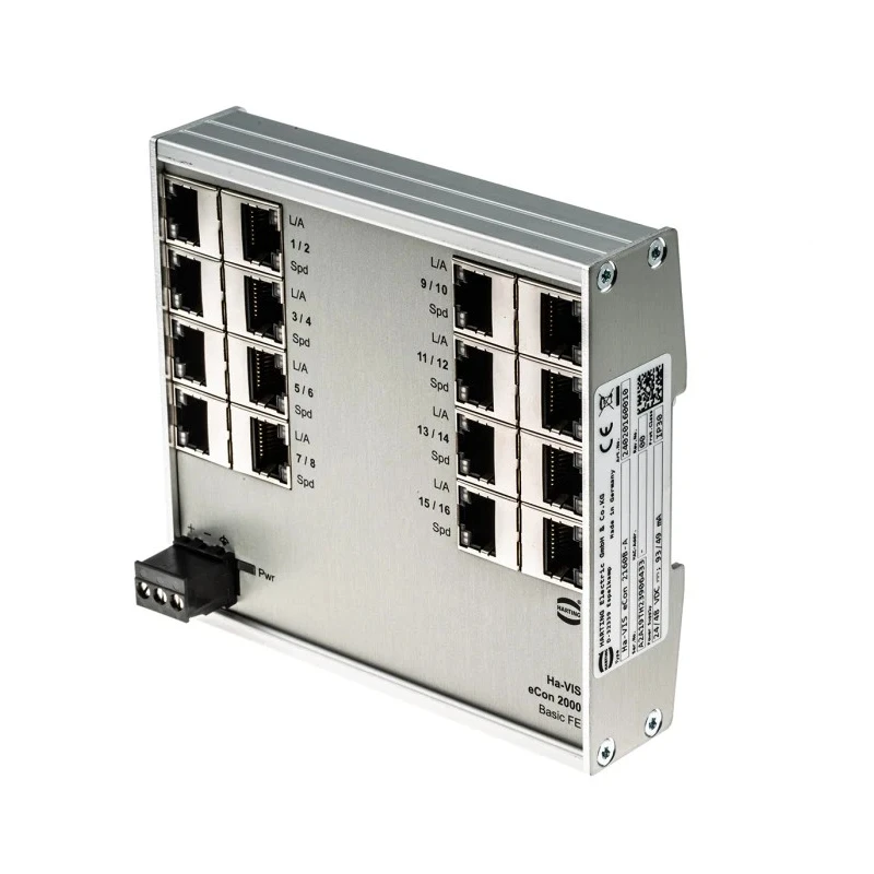 HARTING Unmanaged 16 Port Ethernet Switch 100Mbps Industrial DIN-Rail Mount 24020160010