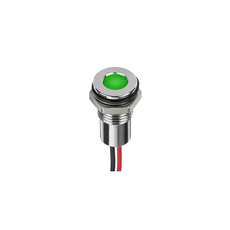 RS PRO LED Green Red Yellow Panel Mount Indicator 8 mm Wire Termination IP67 24V 220-8961