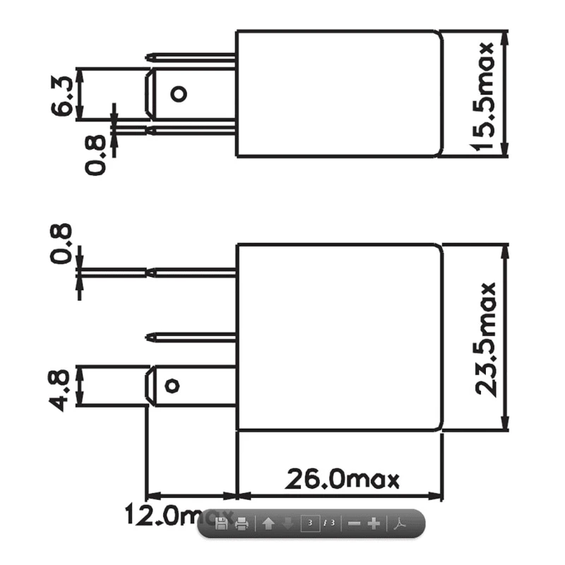 Durakool PCB Automotive Relay 12V DC Coil Voltage 90A Switching Current SPDT DG82-7011-76-1012-R