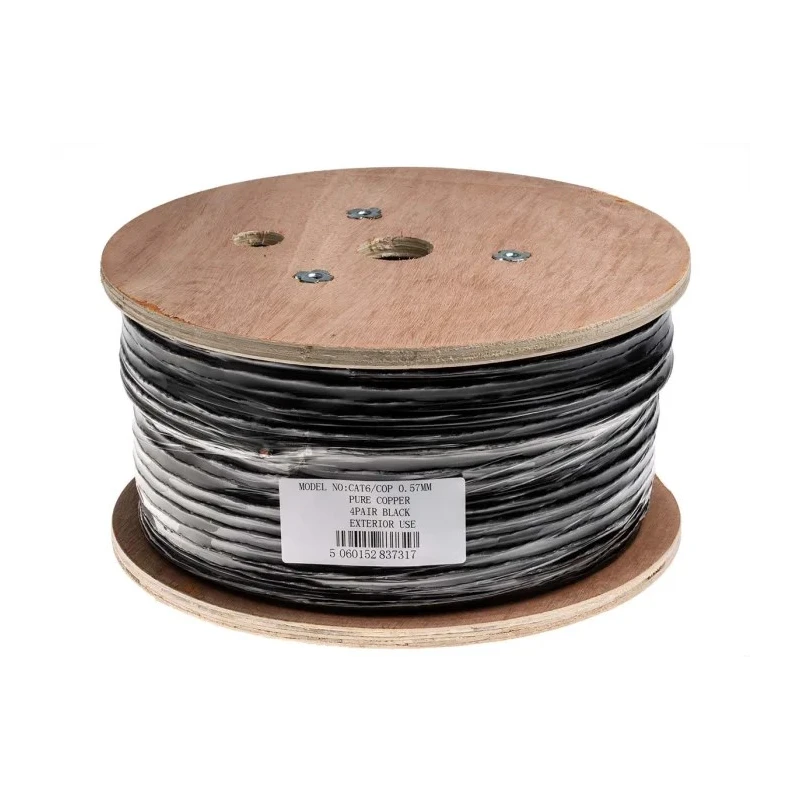 RS PRO Ethernet Cable Cat6 100 m Black Unterminated U/UTP Polyethylene Cat6