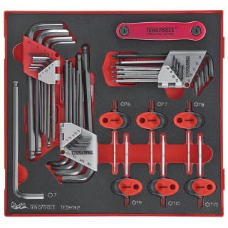 Teng Tools 42 Piece L Imperial Metric Hex Key Set Hex Ball End 1.5 to 10 mm TEDHT42