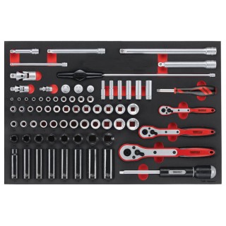 Teng Tools 77-Piece 1/2 in, 1/4 in, 3/8 in Regular Socket Set with Square Drive TTESK77
