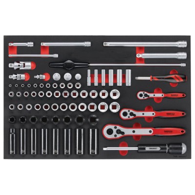 Teng Tools 77-Piece 1/2 in, 1/4 in, 3/8 in Regular Socket Set with Square Drive TTESK77