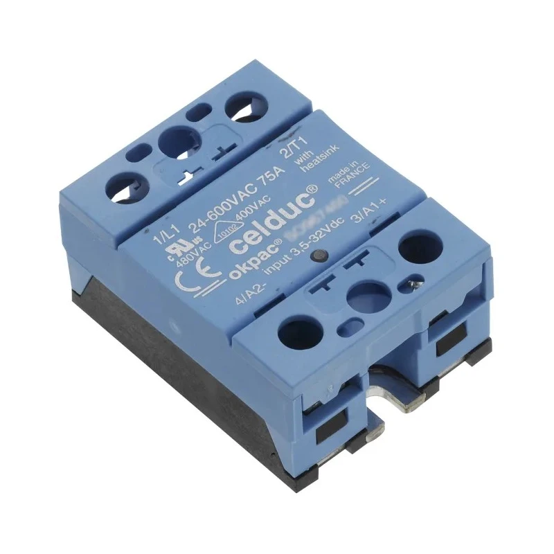 Celduc SO8 Series Solid State Relay, 50 A Load, 275 V AC Load, DIN Rail Mount, 265 V AC/DC Control SO845970