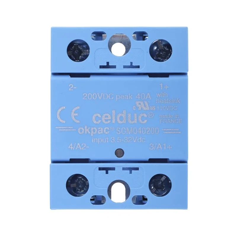 Celduc SOM Series Solid State Relay, DIN Rail Mount, 40 A Load Current, 110 V Load, 32 V Control SOM040200