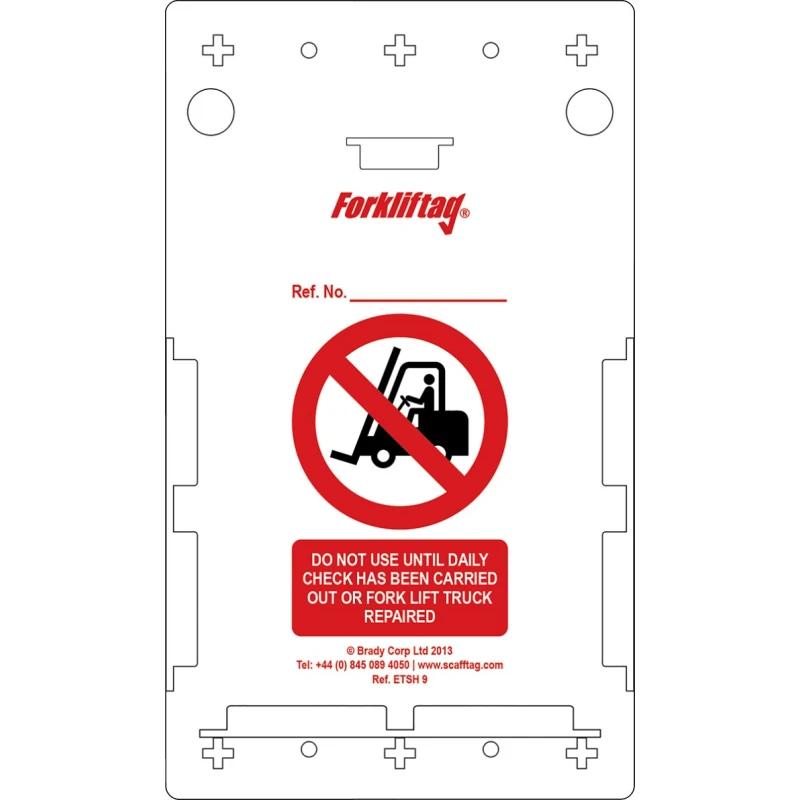 Brady Safety Forklift Tag Red on White English Language, Pack of 10 FLT-GB-ETSH-V2-A