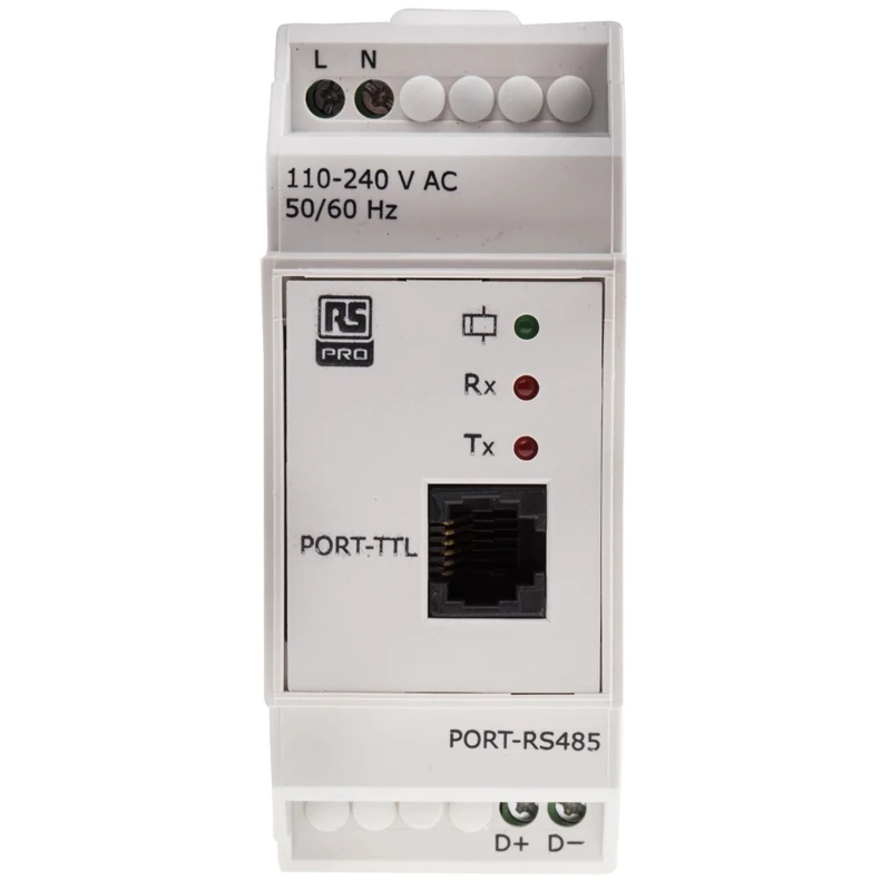 RS PRO Communication Module with 1 TTL Input, 1 2-Wire Output, RS485 Port, 110-240V AC, Ladder Programming 917-6383